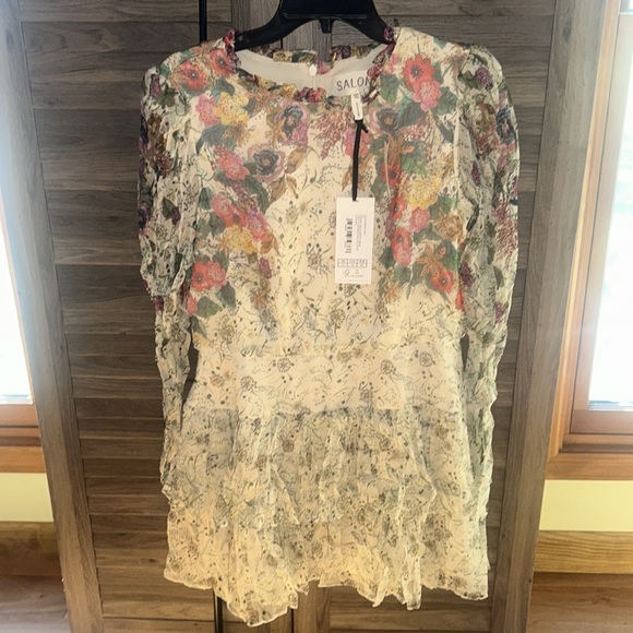 AVA-B RUFFLE FLORAL PRINT DRESS IN DANDELION - Picture 7 of 8